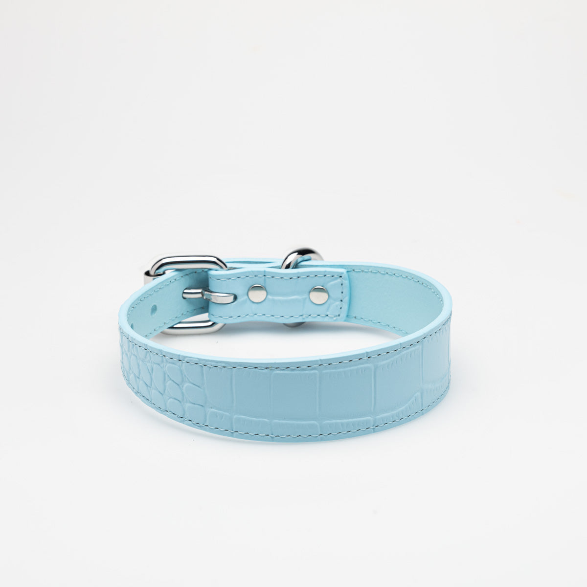 Baby Blue Croco psí obojek tenký