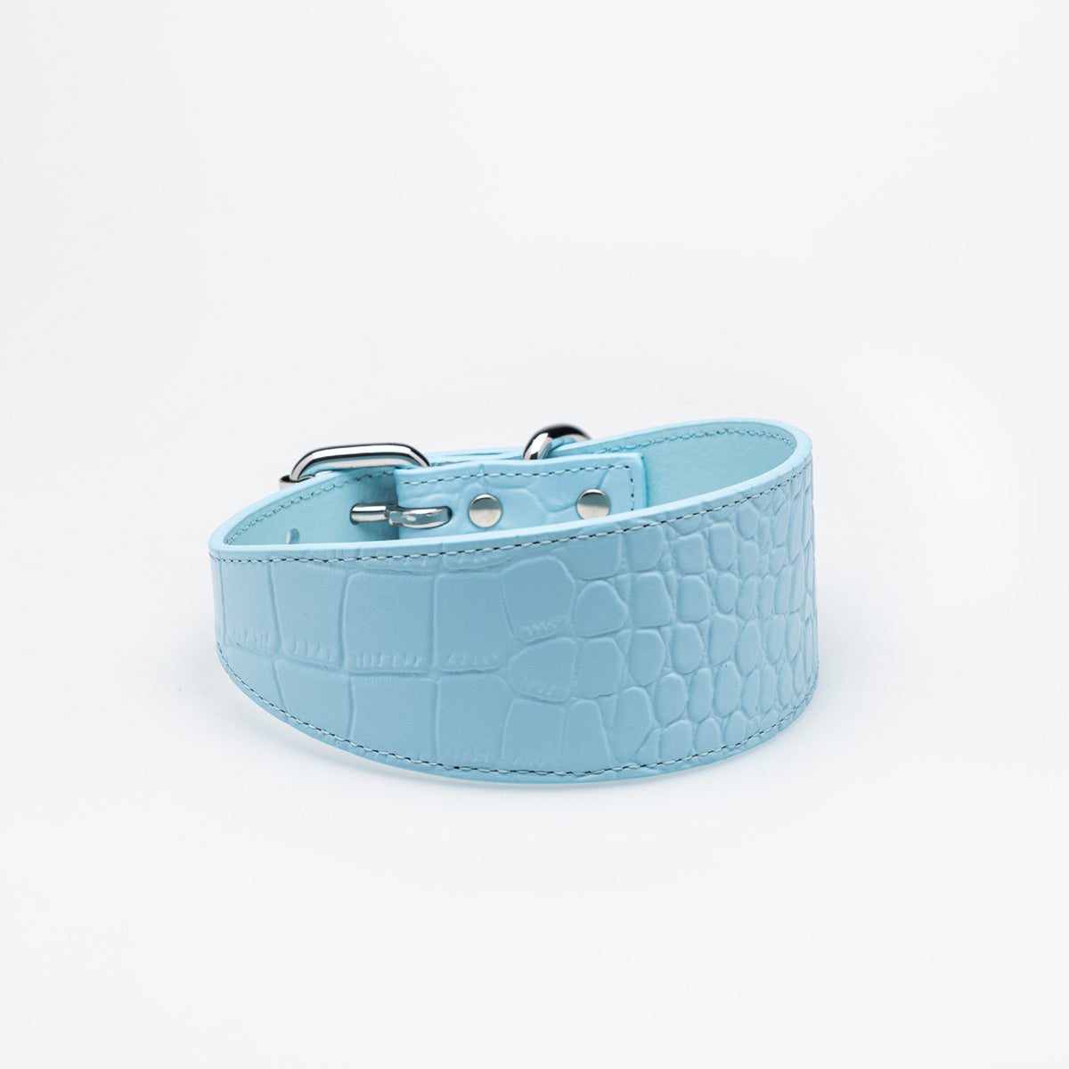 Baby Blue Croco Široký obojek pro psa