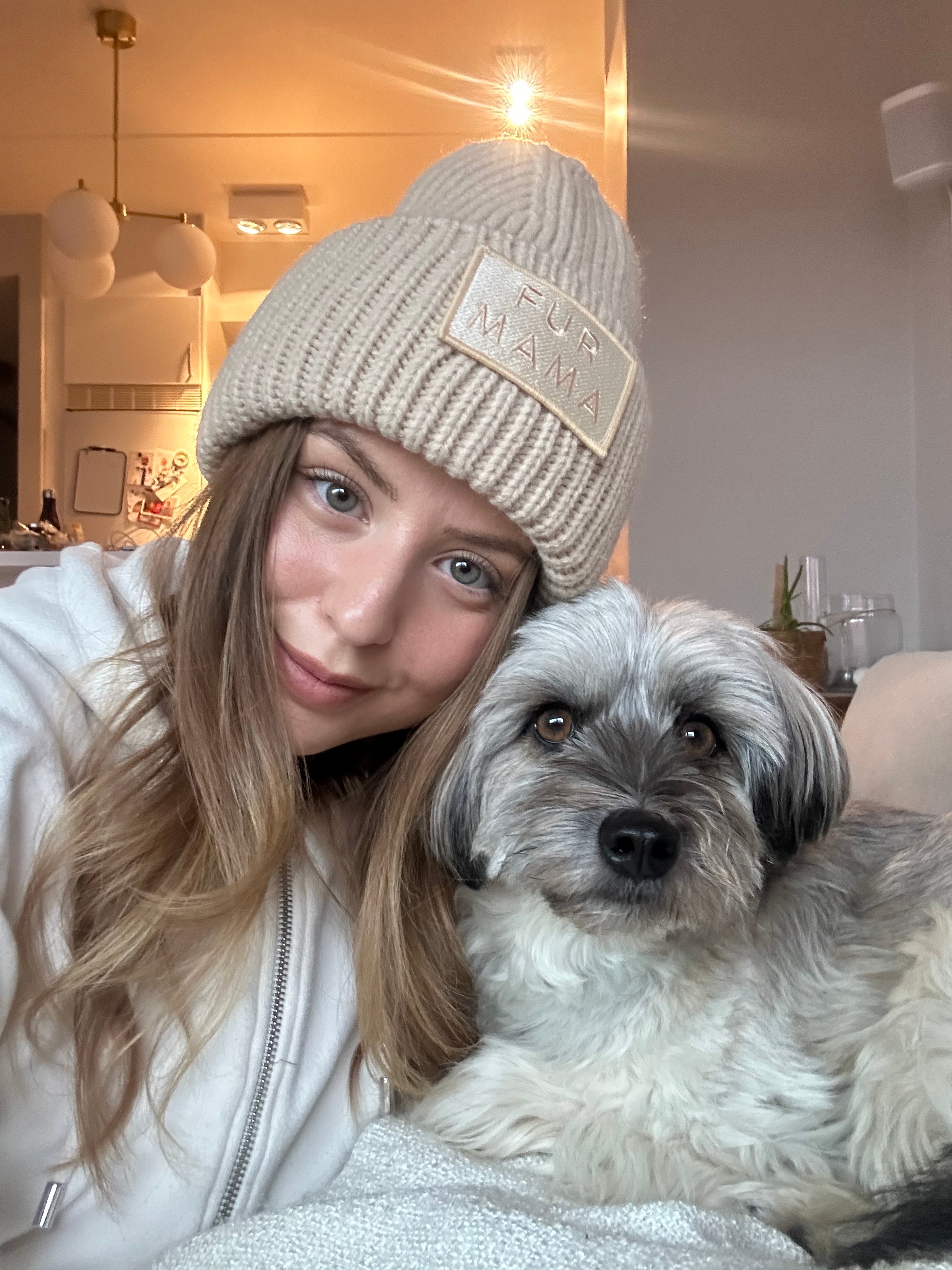 Béžová vlněná čepice - Fur Mama