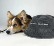 Černá džínová kbelíková čepice - Anti-Social Dog Owner