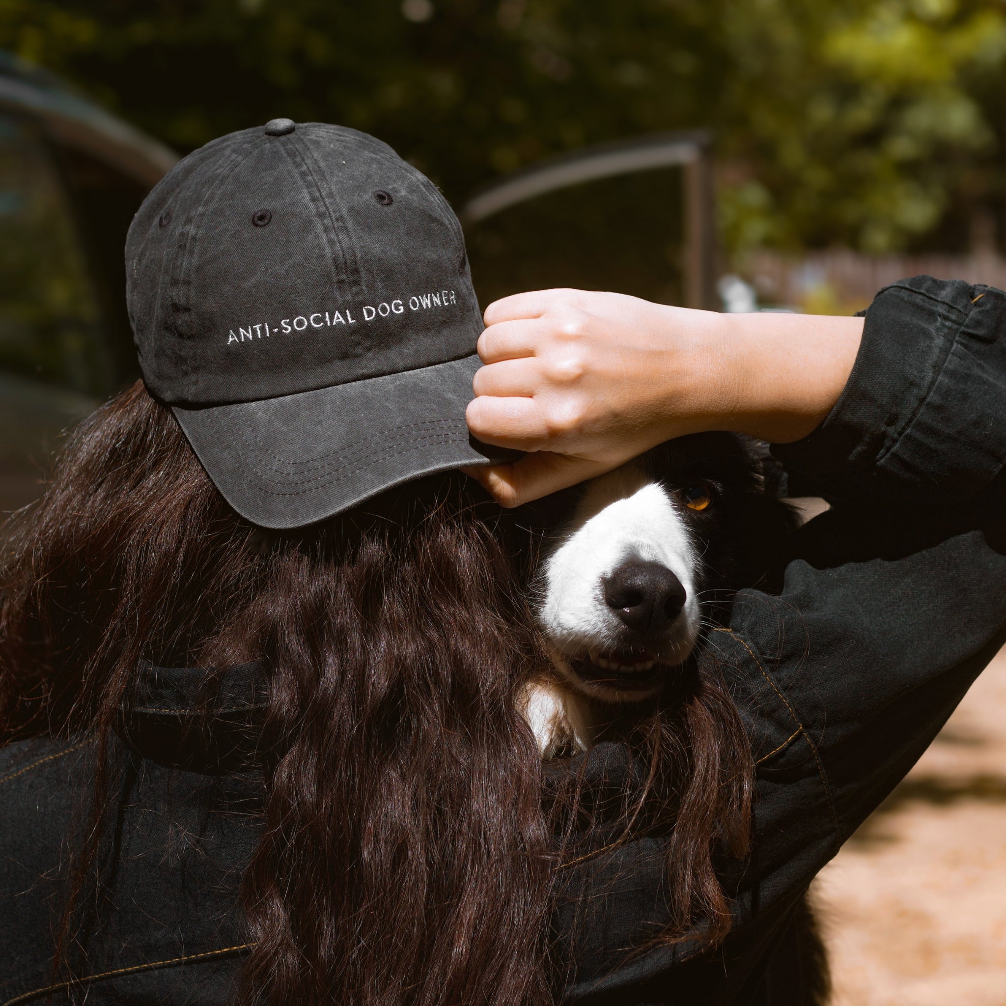 Černá džínová čepice - Anti-Social Dog Owner