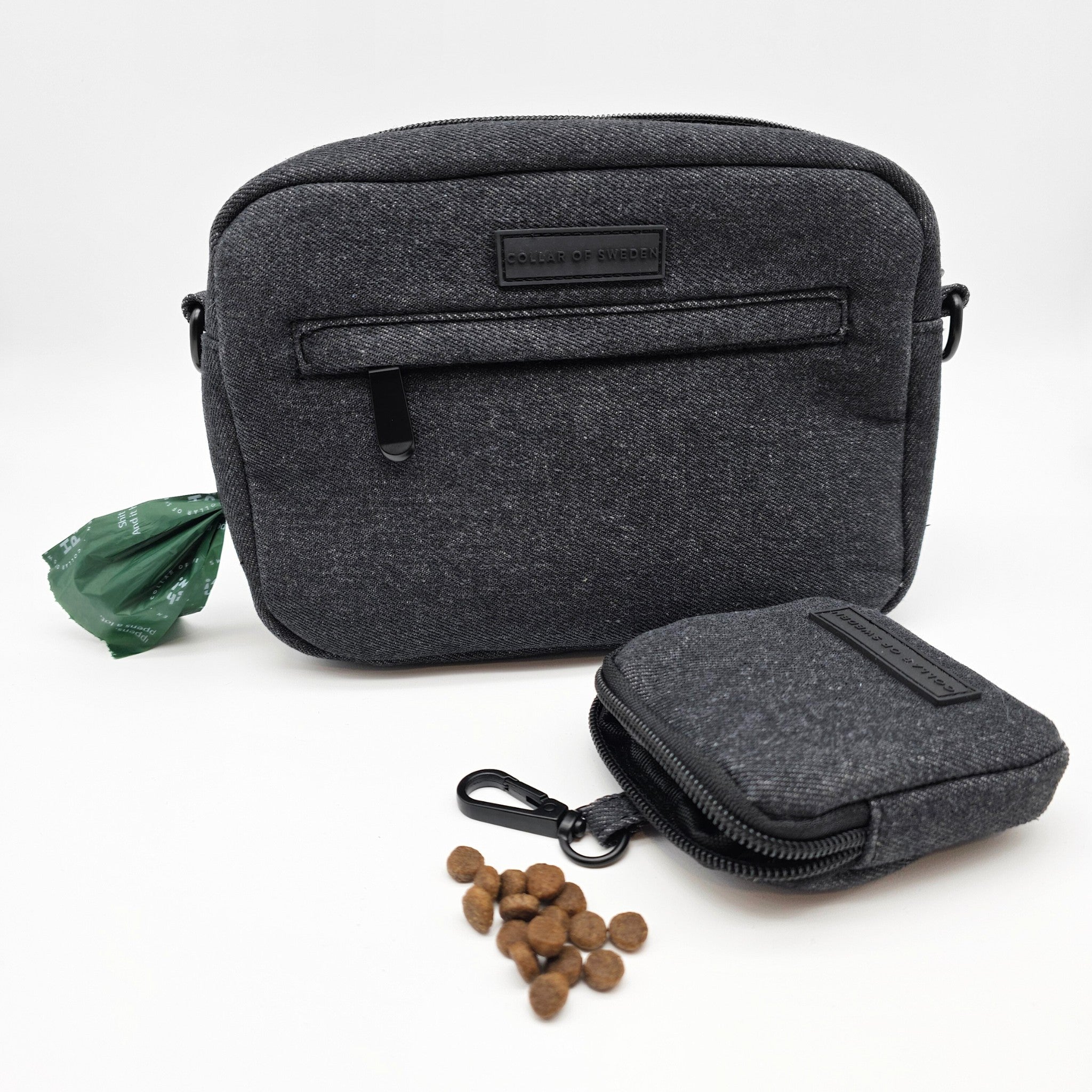 Černá džínová taška na venčení psů - Crossbody