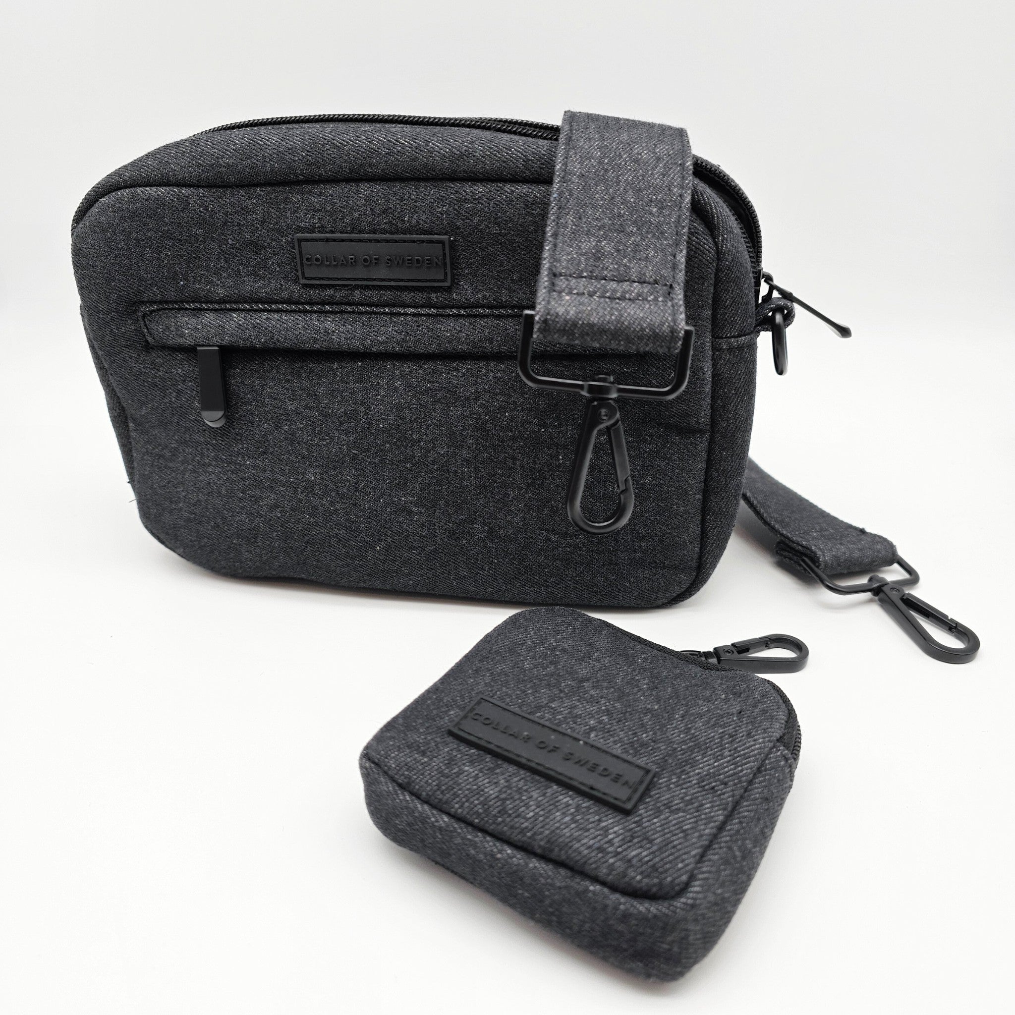 Černá džínová taška na venčení psů - Crossbody