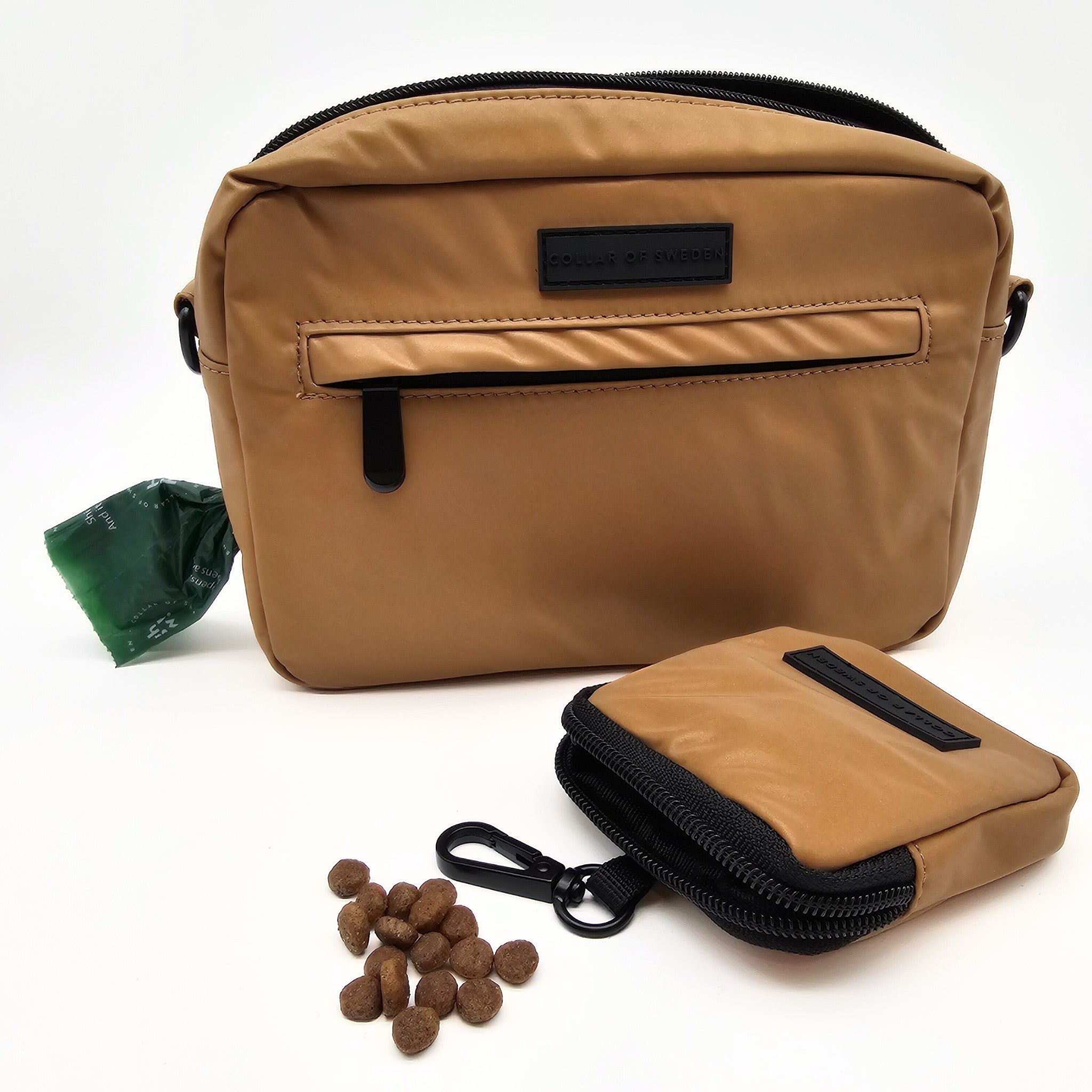 Reflexní bronzová taška na venčení psů - Crossbody