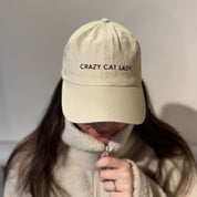 Béžová džínová čepice - Crazy Cat Lady