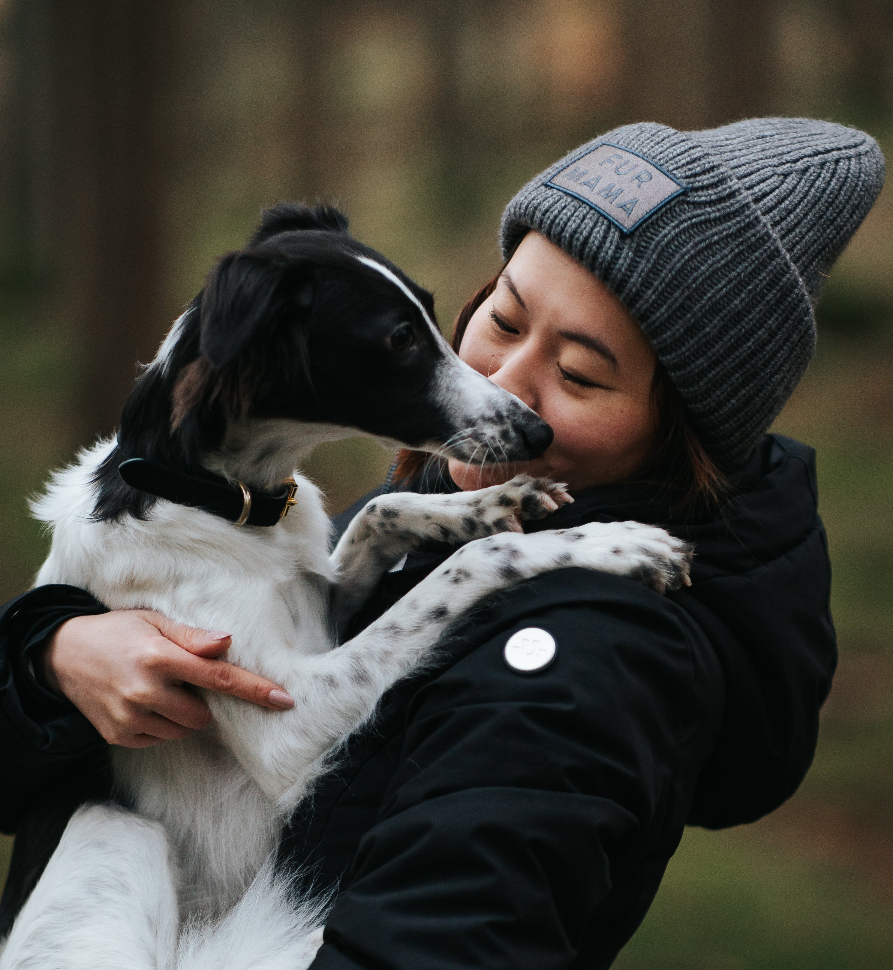 Šedá vlněná čepice -  Fur Mama