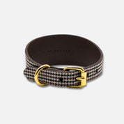 Hnědý Houndstooth psí obojek Wide