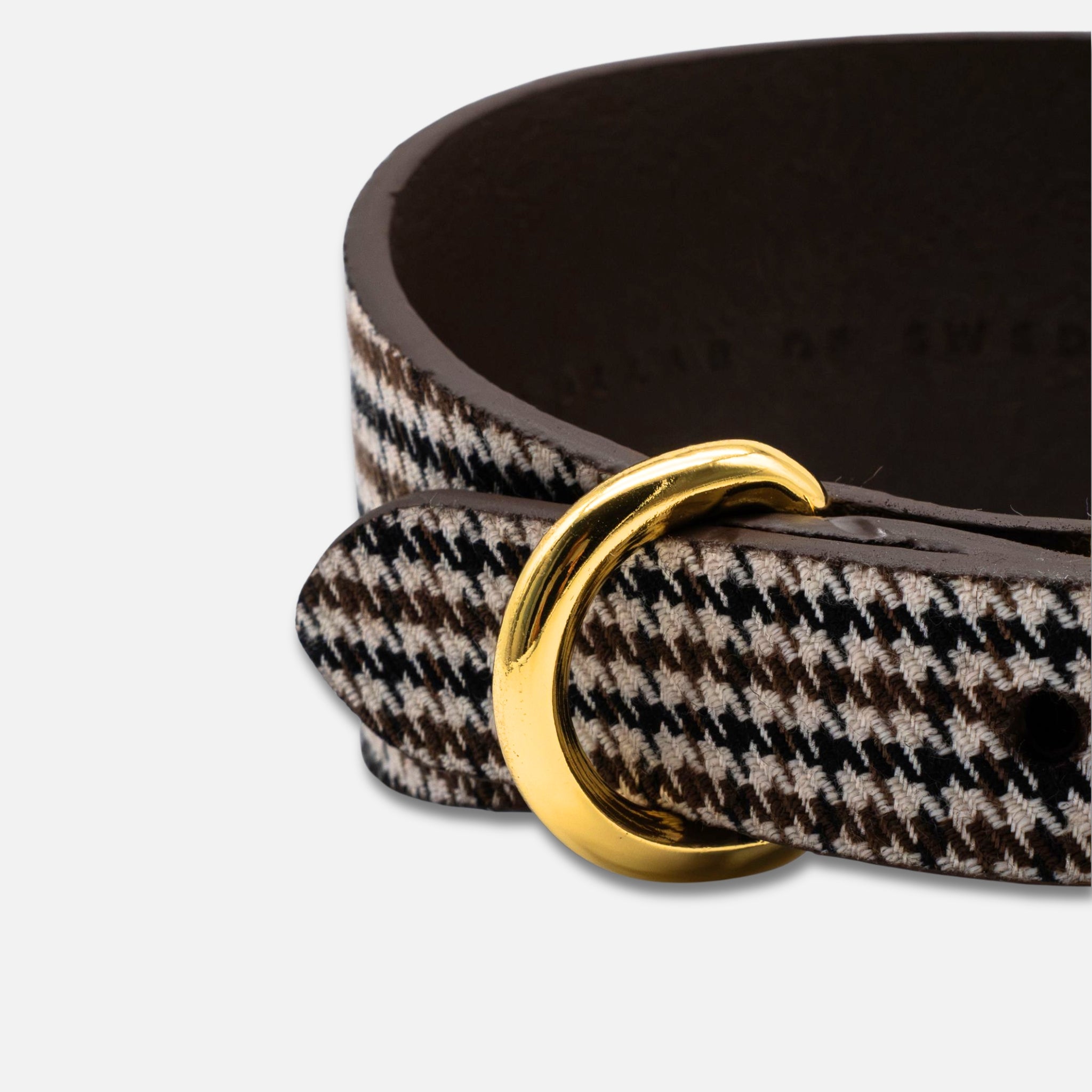 Hnědý Houndstooth psí obojek Wide