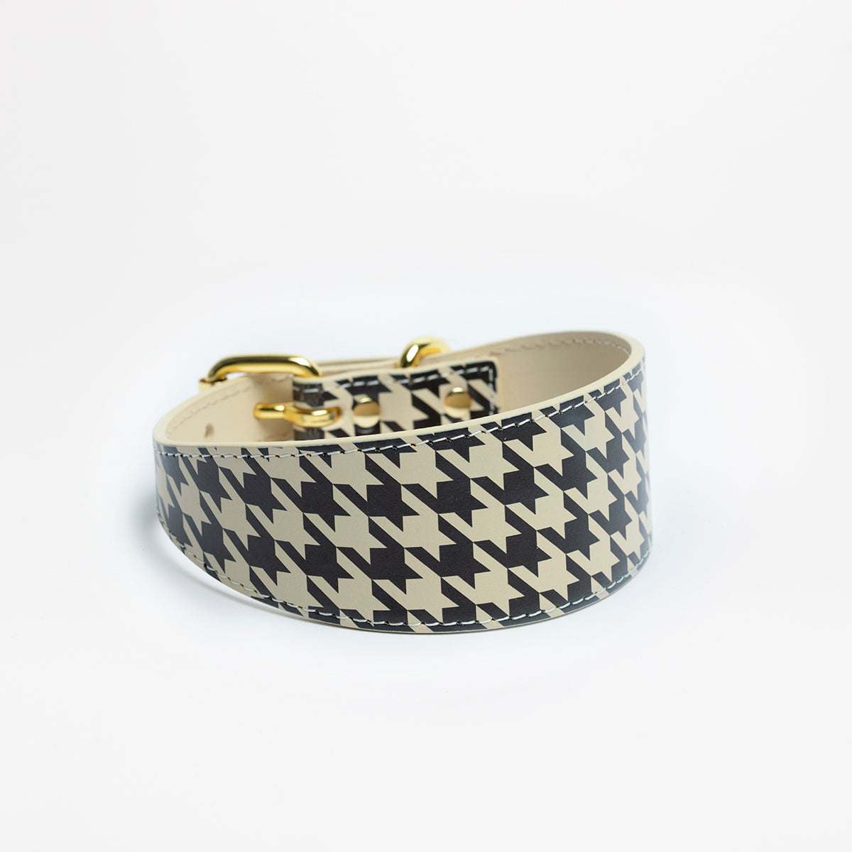 Hnědý Houndstooth psí obojek Wide