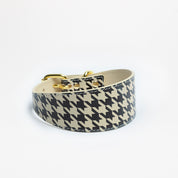 Hnědý Houndstooth psí obojek Wide