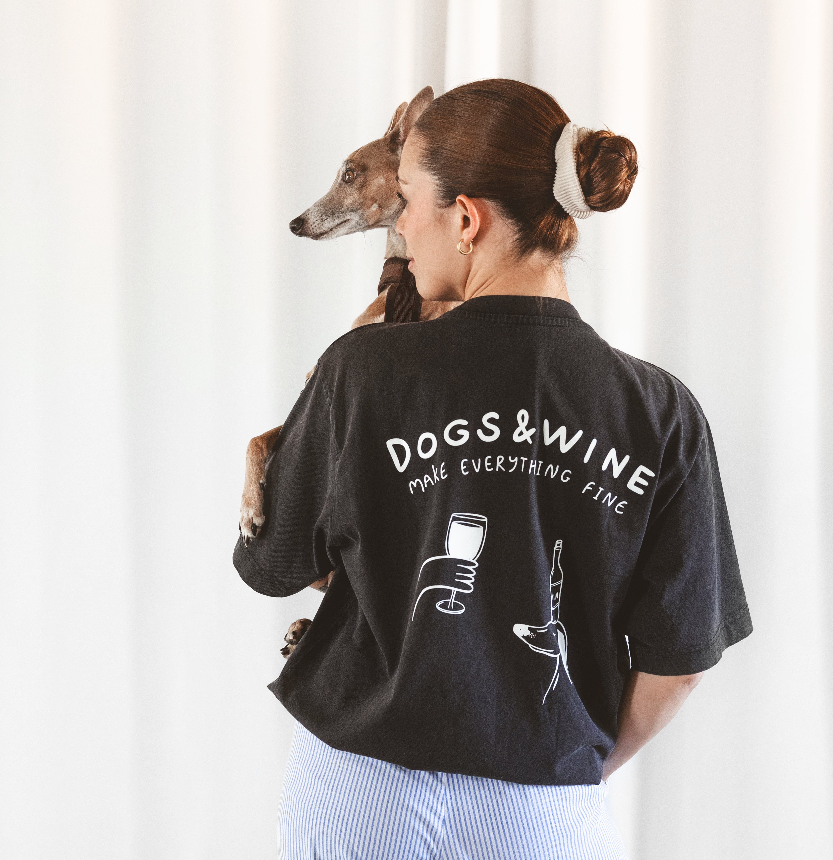 Černé tričko - Dogs & Wine Make Everything Fine