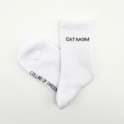 White Tube Socks - Cat Mom