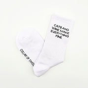 White Tube Socks - Cats And Wine Make Everything Fine