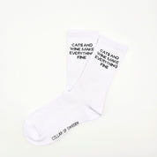 White Tube Socks - Cats And Wine Make Everything Fine