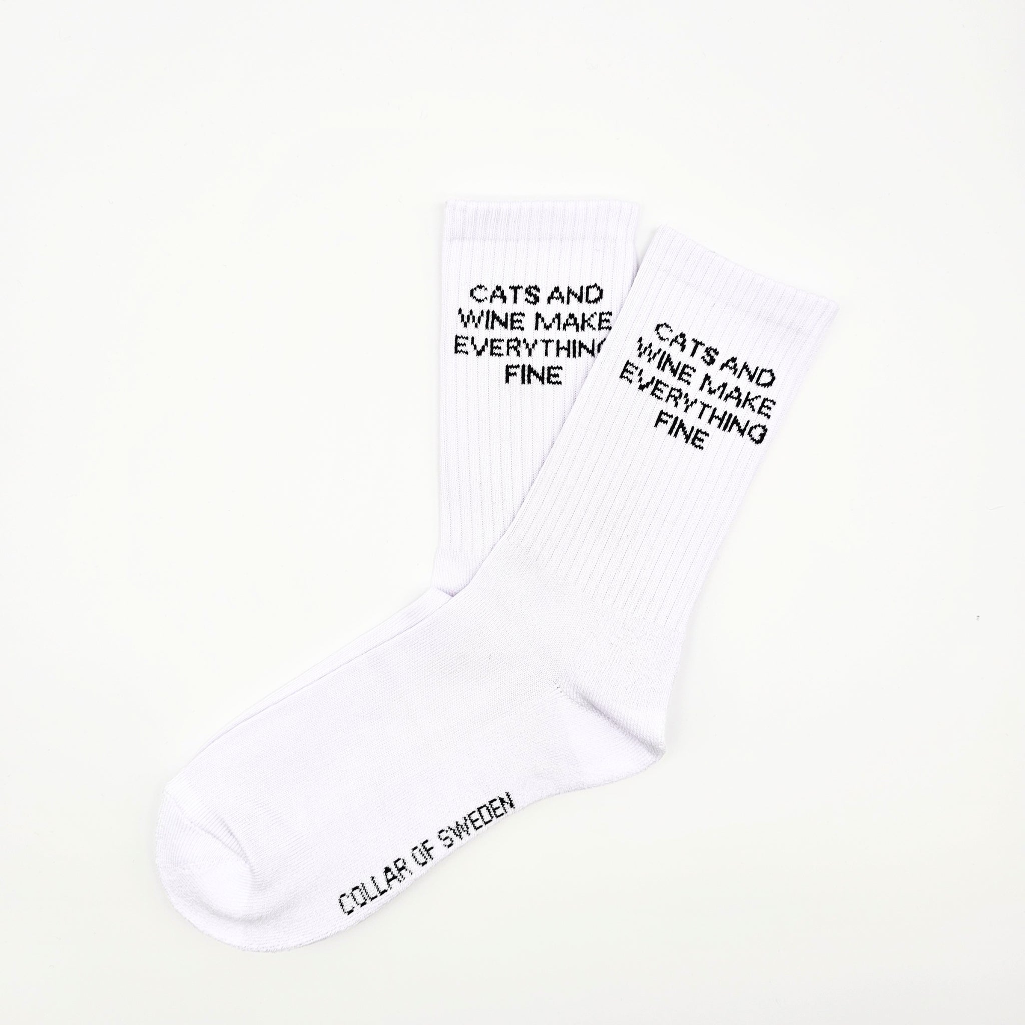 White Tube Socks - Cats And Wine Make Everything Fine